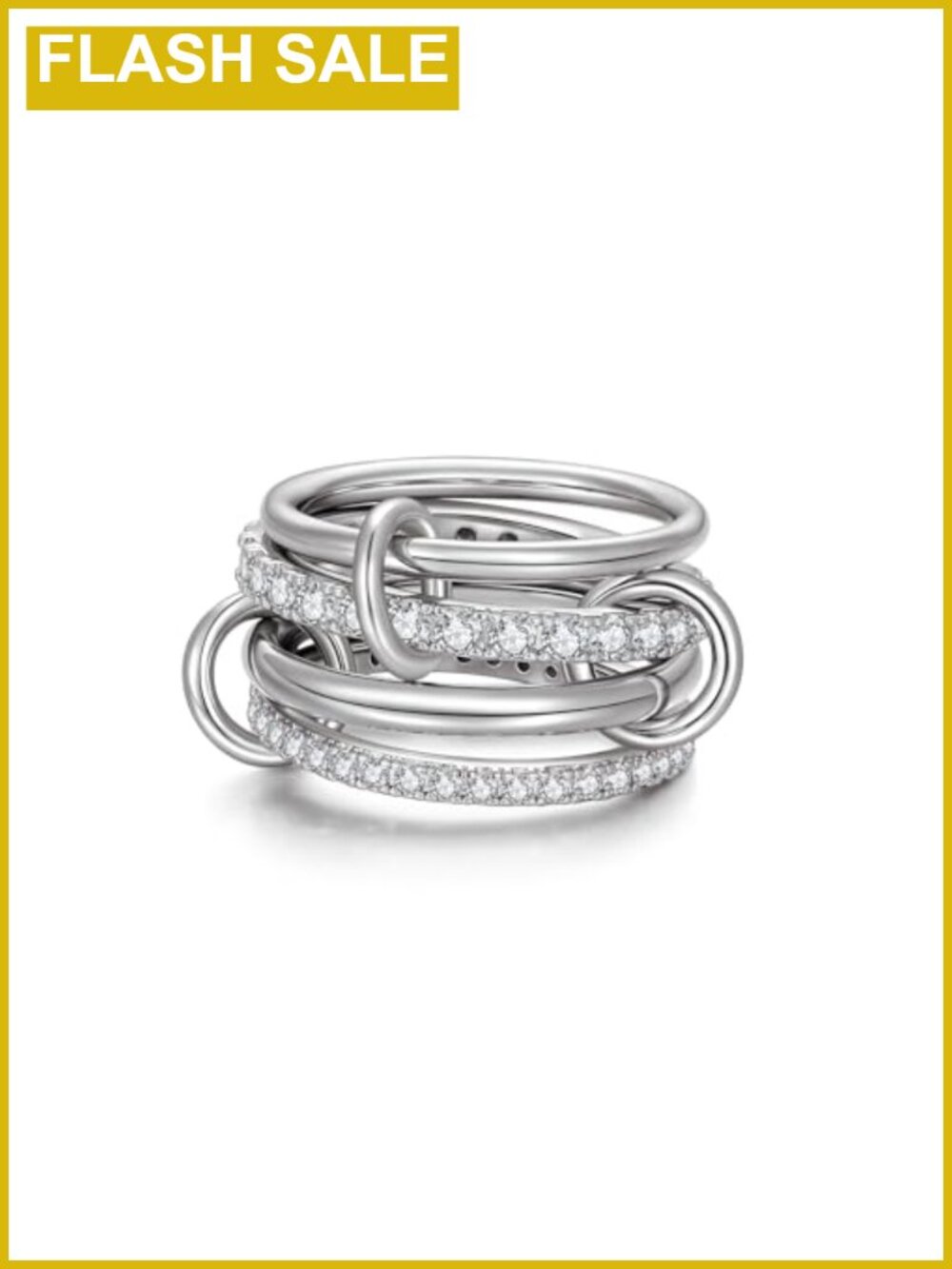 Stackable Rings for Women Mixed Metal Gold Plated Cubic Zirconia Ring Set
